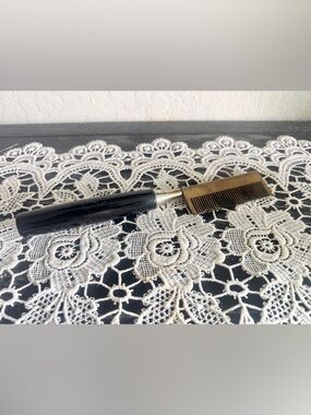 Vintage Brass Pressing Comb Hot Comb Black Handle Hair Straightening Comb